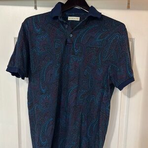 Etro paisley Blue and Purple Polo Shirt XL